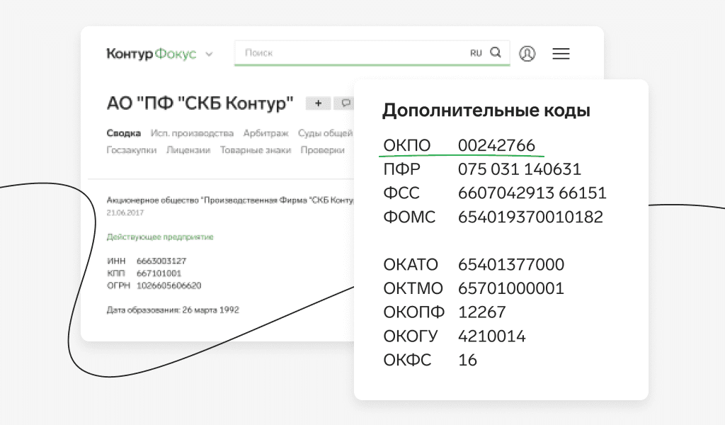 Поиск ОКПО по ИНН в Контур.Фокусе