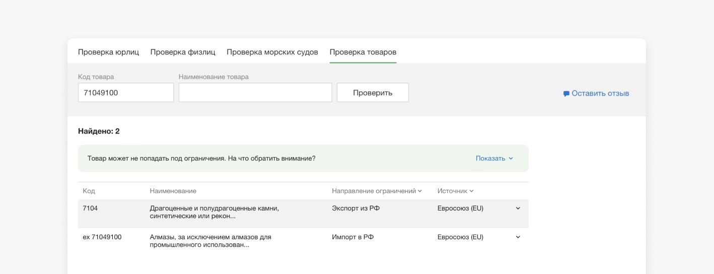 В Призме Появилась Проверка Товаров По Санкциям — Контур.Призма.