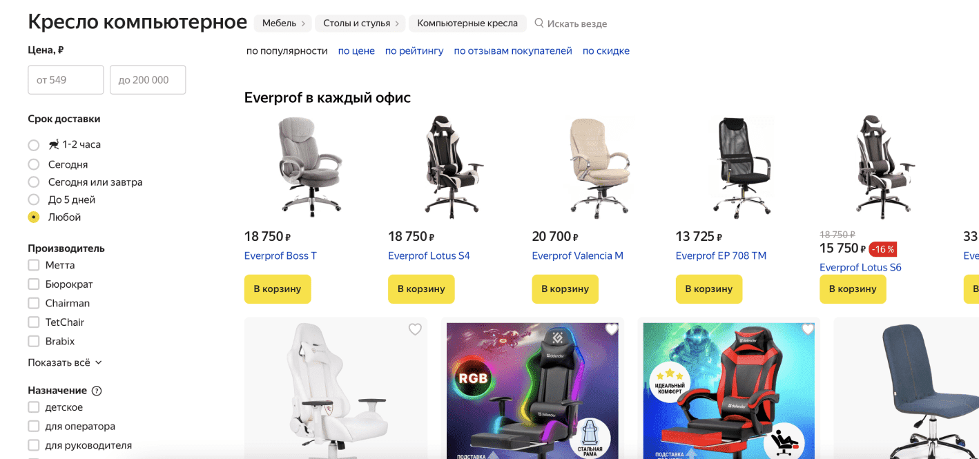 Брендовая полка Яндекс.Маркета