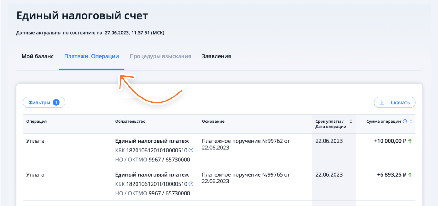 Сальдо енс в личном кабинете налогоплательщика