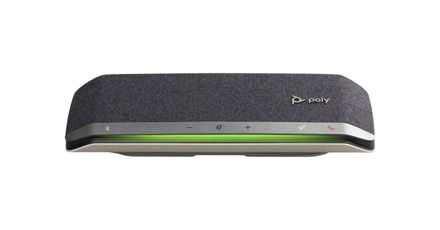 Спикерфон Poly Sync 40&nbsp;с&nbsp;тремя встроенными микрофонами подходит для&nbsp;средних переговорных