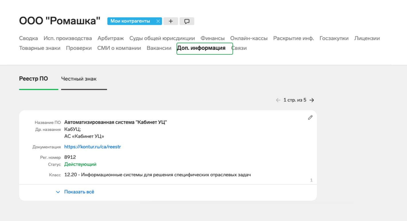 Доп.информация в Контур.Фокусе