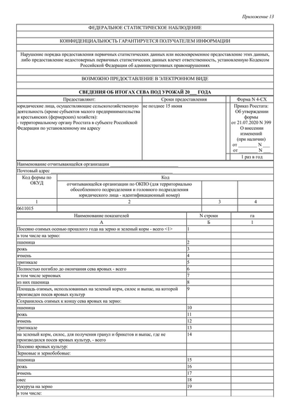 Актуальный бланк отчетности по форме Форма 4-СХ — Контур.Экстерн