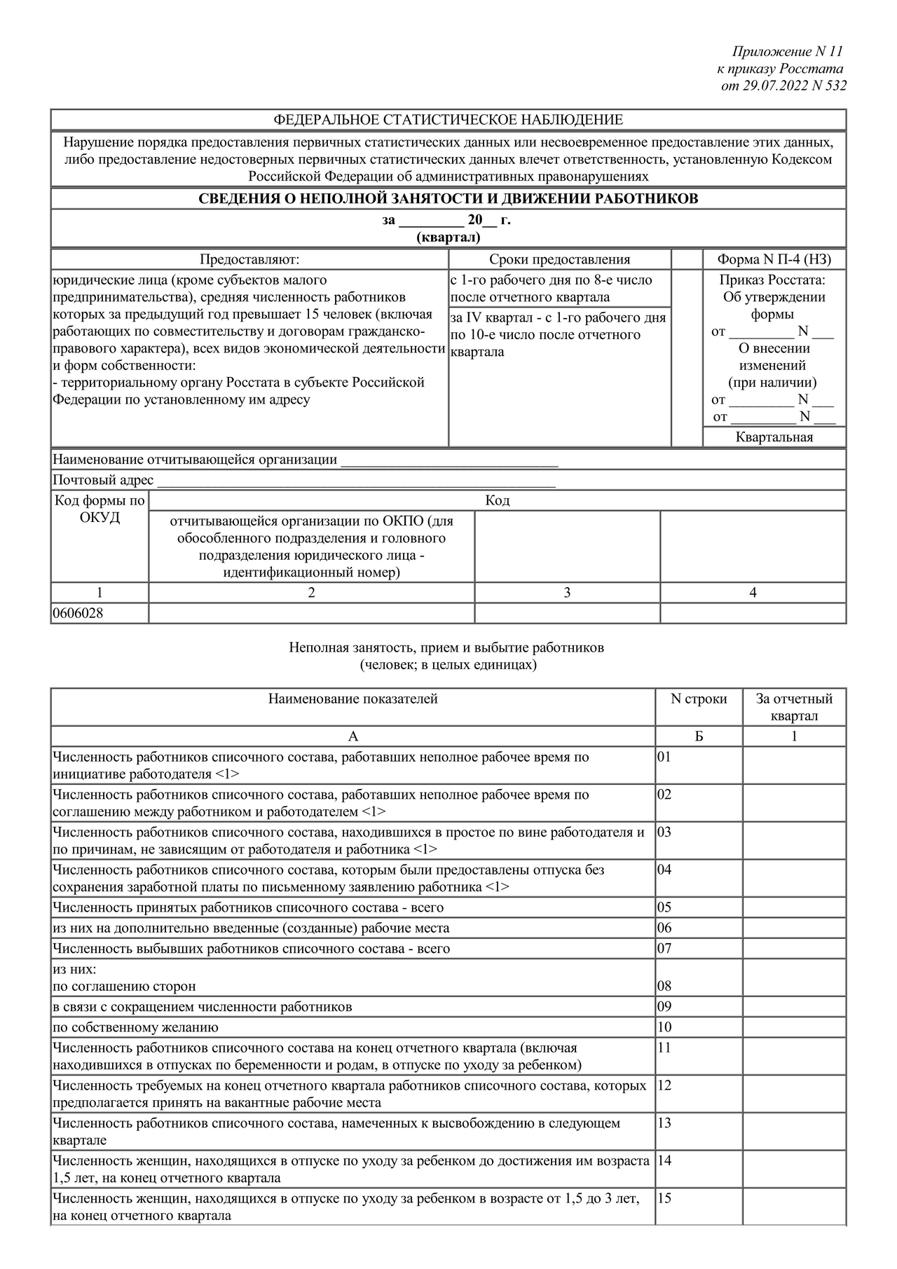 Актуальный бланк отчетности по форме Форма П-4 (НЗ) — Контур.Экстерн