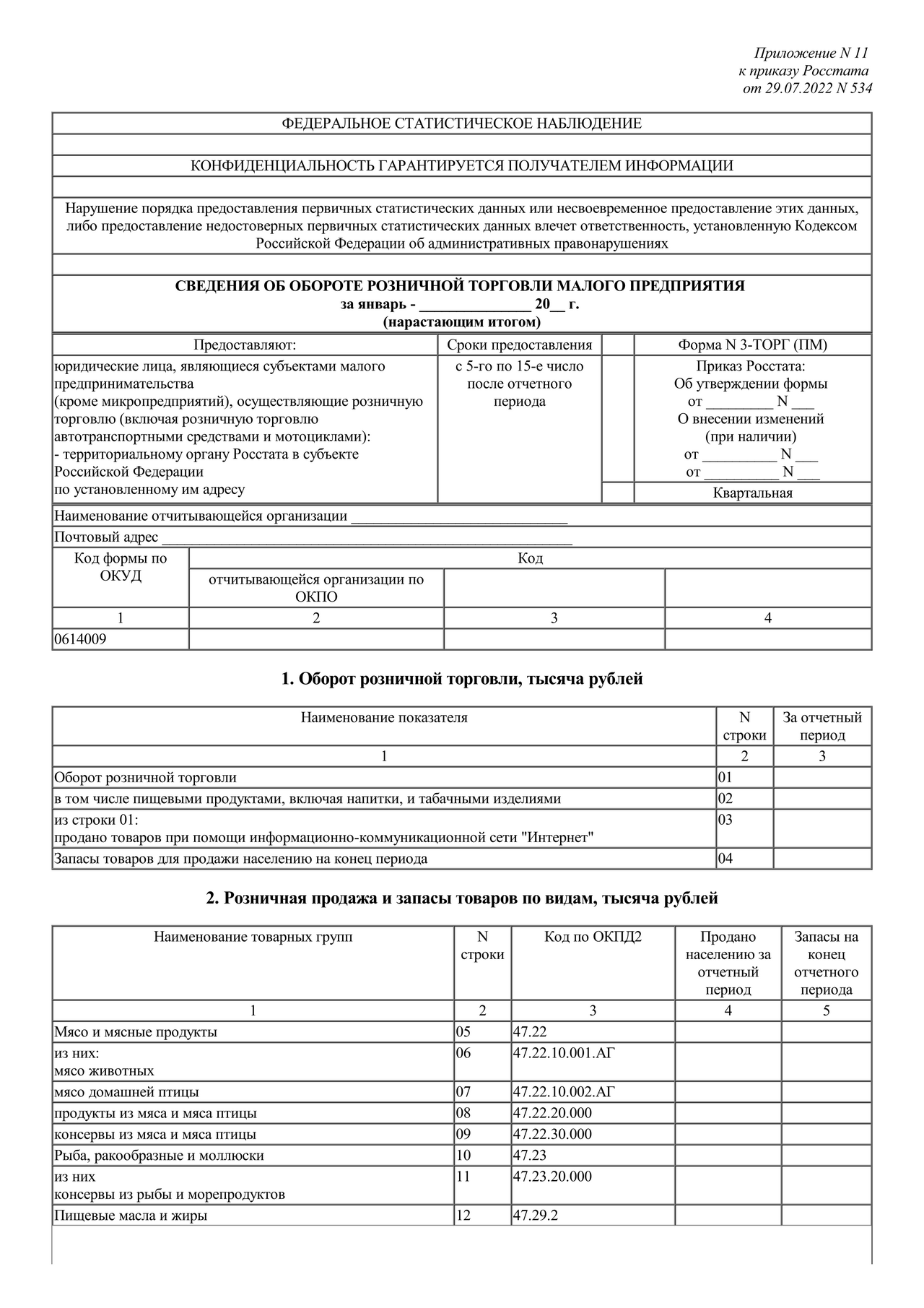 Форма 3-ТОРГ (ПМ): актуальный бланк и инструкция по заполнению —  Контур.Экстерн