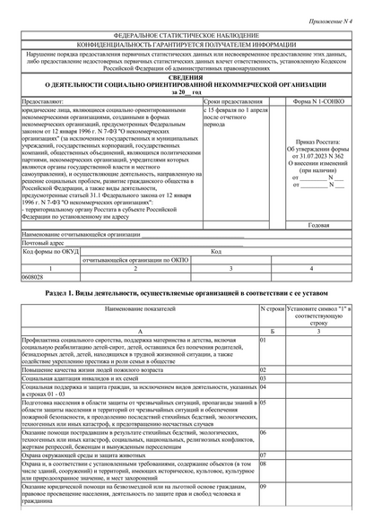 Актуальный бланк отчетности по форме Форма 1-СОНКО — Контур.Экстерн